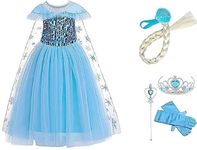 Princess Gown, Princess Costumes Birthday Party Dress Up Princess dress for Girls with Wig,Crown,Tiara,Gloves Accessories(3-4Year)