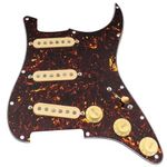 Musiclily Pro SSS Pre-wired Loaded Strat Pickguard with Artec Staggered Alnico 5 Single Coil Pickups Set for Squier Strat Style Electric Guitar, 4ply Tortoise Shell