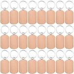 24 Pcs Wooden Key Chain Blank Wooden Keyring with Split Ring for Craft Diy Rectangle Oval Wooden Key Ring for Diy Crafts Party Fillers for Kids Party Bags Christmas Decorations Ornaments (Oval)