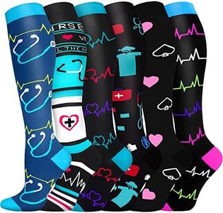 Hi Clasmix 6 Pairs Compression Socks for Women&Men-20-30mmhg Best for Circulation,Pregnancy,Media,Nurse,Running,Travel(Multicoloured 14,Large-X-Large)