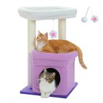 PAWZ Road Flower Cat Tree, Cat Tower with Natural Sisal-Covered Scratching Posts, Cozy Cat Condo and Cat Perch for Small Cats Indoor, Purple