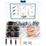 100x 3-in-1 Furniture Connector Hardware Fixings Set, Include Furniture Cam Lock Screw, Eccentric Cam Bolt Nut and Dowel, Pre Inserted Nuts, Wood Dowel Bolts Nut Locking Cam for Cabinet Wardrobe