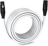 LyxPro 75 Feet XLR Microphone Cable Balanced Male to Female 3 Pin Mic Cord for Powered Speakers Audio Interface Professional Pro Audio Performance and Recording Devices - White