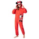 Disney Stitch Onesies for Women - Fluffy Minnie Mouse Eeyore Maleficent Onesie Pyjamas Lounge Wear - Stitch Gifts (Red Minnie, M)