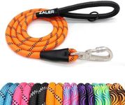 ZALER Rope Dog Leash, 4/5/6/10/15/20/30/50 Foot Reflective Dog Leashes with Carabiner, Heavy Duty Dog Lead for Large and Medium Dogs (4FT, Orange)