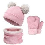 Toddler Kids Warm Winter Hats Beanie Mittens Gloves Neck Scarf Warmer for 2-7 Year Old Baby Girls Boys Gifts