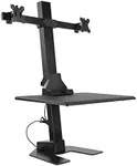 Mount-It! Double Monitor Electric Standing Desk Converter - 2 Screens Stand Up Desk Riser - Height Adjustable Desktop & 2 Mounts for Screens up to 32", Sit-Stand Convertor for Home, Office, School