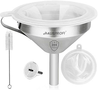 HAUSPROFI Stainless Steel Funnel, 13cm 304 Stainless Steel Kitchen Funnel with 200 Mesh Food Filter Strainer for Transferring Liquids, Oil, Making Jam (5 Inch)