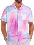 ELETOP Men's Hawaiian Shirt Quick Dry Tropical Aloha Beach Shirts Casual Vacation Luau Shirts, 057 Tie Dye, Large