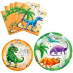 WERNNSAI Dinosaur Party Supplies - Dinosaur Party Plates and Napkins for Boys Birthday Party Supplies Tableware Set Dinosaur Themed Party Decorations Boys Party Paper Plates Napkins Disposable