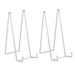 Large Plate Holder Display Stand - 12 inch Super Tall Big Plate Stands for Heavy Duty Display - Metal Picture Frame Stand - Tabletop Easel Stand for Decorative Platter | Plaque | Book - 2 Pack -Silver