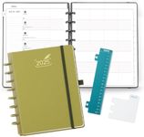 BEZEND Family Planner 2025 Week to View, Medium Size, Monthly & Weekly Planner, Disc-Bound with tabs, Pockets, Bookmark and Pen Loop, 7-1/4"x 9-1/4" - Mustard