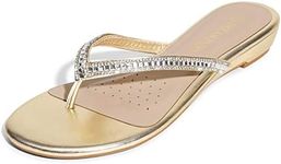 DREAM PAIRS Women's Fashion Rhinestones Design Slides Sandals,Size 11,Gold-Glitter,Jewel_03