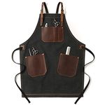 Jeanerlor Hair Stylist Work Apron, Cotton Canvas Stylish Aprons, Dark Grey, 25W x 32.6L