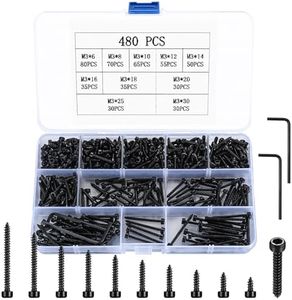 Metric Hex Socket Cap Head Self Tapping Screws, 480pcs M3 Stainless Steel Socket Head Cap Wood Screws Assortment Kit, Hex Drive Head Cap Self Drilling Screws(480 Black)