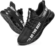 Furuian Steel Toe Shoes for Men & Women X-Wide Steel Toe Sneakers Lightweight Comfortable Safety Work Shoes X-Wide Black