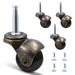 Luomorgo 1.5" Ball Caster Wheels for Furniture, Set of 4 Vintage Casters Antique Copper Gold Stem Casters with 5/16" x 1-1/2" (8 x 38mm) Mounting Insert Sockets Replacement for Sofa Chair Cabinet