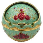 Honoro Windproof Ashtray with Lid for Outdoor and Indoor Use,Metal Portable Cigarette Ashtray with Gift Box,Ball Ashtray,Red Rose,Light Green