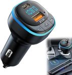 Bluetooth FM Transmitter, Car Adapter USB Bluetooth 5.0 with Type C Fast Charge Port, Wireless Radio Receiver 5V/3.1A, Supports Music Player Handsfree Call U Disk with LED Screen