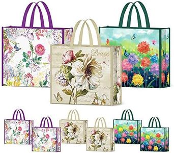 NymphFable 6 Pcs Bolsa Compra Reutilizables Flor Mariposa Bolsas para Comestibles Impermeable Ecológicas Plegables Grande