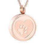 Hearbeingt Cremation Jewelry for Ashes for Pet Keepsake Urn Necklace for Dog Cat Ashes Paw Print Funeral Memorial Pendant Gift(Rose Gold)