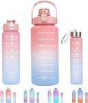 ECOBSY Set of 3 Water Bottle 2000ML, 900ML, 300ML with Motivational Time Marker, Leakproof Durable Sipper Water bottle for office, School, gym (MULTICOLOR)