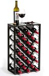 Mango Steam 23 Bottle Gray Wine Rack with Glass Top Shelf, Free Standing for Home, Kitchen and Bar