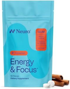 Neuro Energy & Focus Gum - 40mg Natural Caffeine Gum & Nootropic Energy Supplement with L-Theanine & B Vitamins - Sugar Free, Vegan - Cinnamon, 90ct