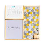 IVEI Combination Board | Whiteboard and Magnet Board with Planner | Includes Space to Hold Marker and Duster | 20in X 20in (Yellow)