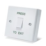 SecureMyDoor PRESS TO EXIT Button - Gloss White Plastic Door Release Switch - Perfect for Access Control Systems in Commercial & Residential Settings - Easy Surface Mount Installation