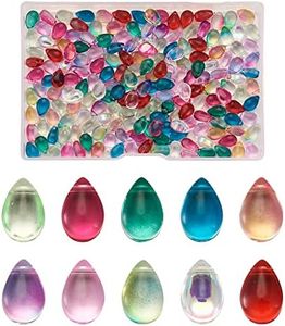 Beadthoven 200pcs 10 Colors Transparent Teardrop Glass Beads Mixed Top Drilled Colorful Water Drop Crystal Glass Beads Chandelier Pendants for DIY Jewelry Making Craft Supplies