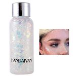 Body Glitter Gel Face Glitter for Body,Face,Eye,Hair Glitter Makeup Liquid Long Lasting Sparkling Mermaid Scales for Festival Art Party Halloween for Woman Kids(White)