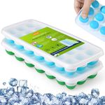 Solitude 2 Pcs Silicone Round Pop Up Ice Cube Mold Trays with 42 Cavities and Lid for Freezer with Easy Release Flexible Silicone Bottom, Stackable Whiskey Bar Ice Cube Moulds (Multicolor)