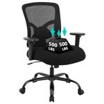 BestOffice Big and Tall Office Chair, 400 lbs Ergonomic Mesh Desk Chair with Lumbar Support and Adjustable armrest Wide Seat Rolling Swivel Task Executive Chair for Home Office (Black)