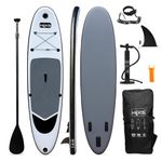 HIKS SUP Inflatable Stand Up Paddleboards, 6" Thick Paddleboard with Non-Slip EVA Deck, Adjustable Paddle, Air Pump, Removable Skeg Fin, Water Resistant Backpack, & Repair Kit - Battleship Grey, 10'6"