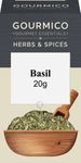 GOURMICO Dried Basil, An Ideal Herb for Soups, Salads, Meat & Fish Dishes or Partnered with Puree's and Sauces. Suitable for Vegetarians and Vegans, 20g Pack