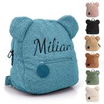 Personalized Toddler Backpack with Embroidered Name, Customized Kids Back Pack for Boy & Girls, Custom Cute Small Bag Child Bookbag for School & Travel (Blue)