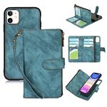 ELTEKER Case for iPhone 11 Wallet Case,2 in 1 Detachable Flip Wallet Case with Zipper [Premium Leather][6 Card Slots][Cash Pocket][Kickstand] for iPhone 11-Blue