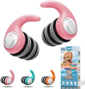 Waterproof Swimming Ear Plugs for Kids - 3 Pairs of Reusable Soft Silicone Swim Earplugs,Ear Protection for Children (4-12 Years Old) - Ideal for Surfing, Diving, Pool, Showering, and Water Sports