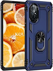 KOUYI Compatible with Huawei Nova 8/Honor 50 Case, Mobile Phone Cover TPU Magnetic Bumper Shock Absorption Protective Case with 360 Degree Rotating Ring Holder for Huawei Nova 8/Honor 50 (Blue)