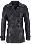 Smart Range Trench Ladies 1123 Black Classic Mid-Length Designer Real Leather Jacket Coat (16)