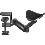 BONTEC Ergonomic Arm Rest Support for Desk Armrest Pad Rotating Wrist Rest Holder (Black), Extendable & Adjustable, Aluminum Material