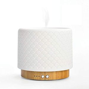 Buba Essential Oil Diffuser Lamp, 280ML Water Capacity, Ceramic Cover & Bamboo Base, by ZEIGGA LAB