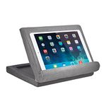 JML Pill-O-Pad Tablet Stand - Tri-Ledge, Lap Mounted, Soft Tablet Holder with Side Pocket - Compatible with iPad, Kindle and More, Sturdy and Lightweight, for Women & Men - Dark Grey