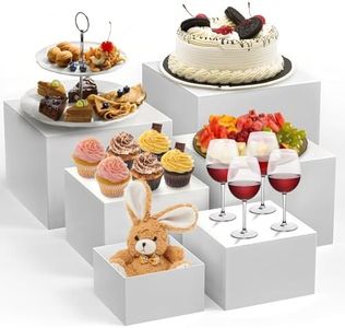 Garvee 6-Piece White Stackable Display Risers for Desserts – Multi-Sized Food Stands for Bakery, Wedding, Buffet, and Retail Display (Nesting & Space-Saving)