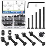 Glarks 120Pcs M6x35/45/55/65/75mm Black Hex Socket Cap Bolt and Barrel Nut Assortment Kit with a Allen Wrench for Crib Baby Bed Cots Furniture