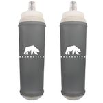 Bearactive 2 x Lightweight Running Water Bottle Soft Flask 500ml - TPU BPA Free Plastic, Leak Proof Foldable Water Bottle, Collapsible Water Bottle for Running Vests and Belts (Black, 2 Pack - 500ml)