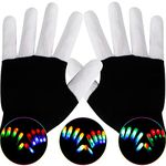 Dilabnda Flashing Finger LED Gloves Glasses for Kids, Colorful Light Up Gloves Glasses Glowing Cool Christmas Birthday Clubbing New Year Party Favor Toys Gifts for Ages 8-14 Years Old Boys Girls