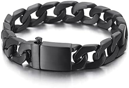 Beydodo Bracelet Acier Inoxydable, Bijoux Cadeaux Bracelet 23 cm Bracelet Gourmette Noir 13 mm Largeur