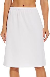 MANCYFIT Women's Half Slips for Under Dresses Non Cling Under Skirt Slips with Single Side Slits White Small